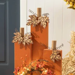 Glitzhome® 30" Fall Lighted Pumpkin & Wreath Décor with Timer