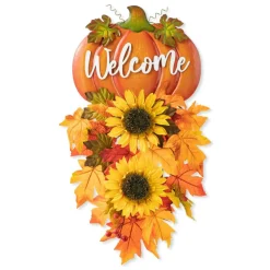 Glitzhome® 22.5" Fall Metal Pumpkin & Sunflower Wall Décor