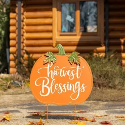 Glitzhome® 24" Fall Metal Pumpkin Yard Stake