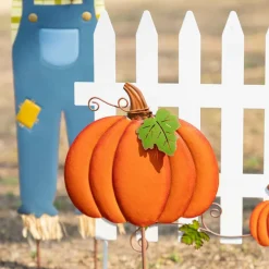 Glitzhome® Fall Metal Scarecrow, Pumpkin & Fence Yard Stake Set