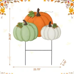 Glitzhome® 23.75" Fall Metal Stacked Pumpkin Yard Stake