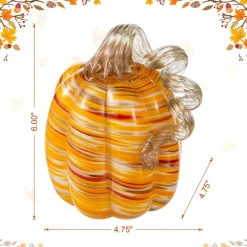 Glitzhome® Fall Multi Stripes Glass Pumpkin