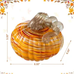 Glitzhome® Fall Multi Stripes Glass Pumpkin