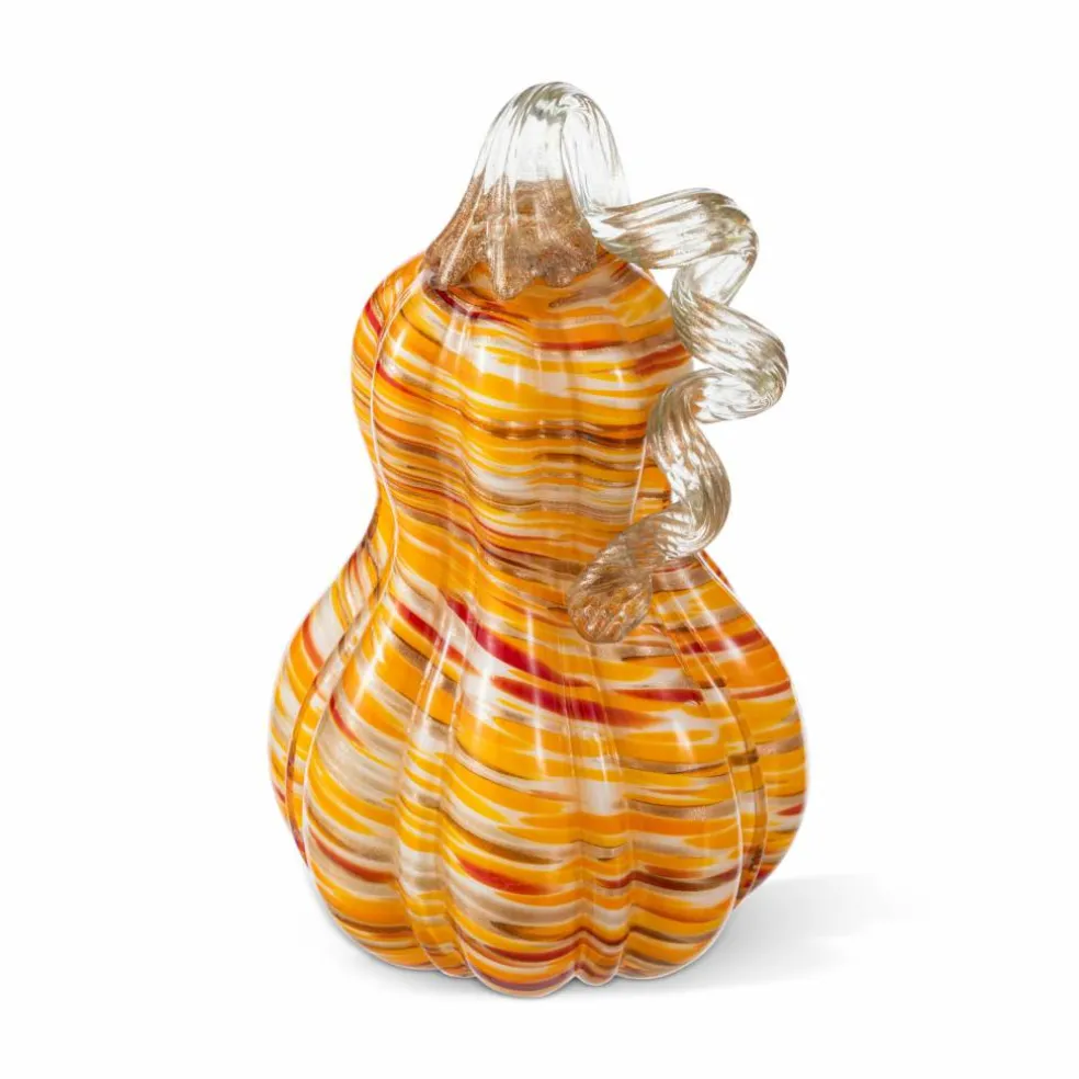 Glitzhome® 8.5" Fall Multi Stripes Glass Gourd