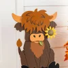 Glitzhome® 30" Fall Wood Highland Cow Porch Decor