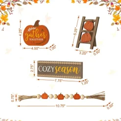 Glitzhome® Fall Wood Word Signs Table Décor Set
