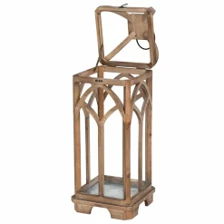 Glitzhome® Farmhouse Natural Wooden Church Window Frame Lanterns, 2ct.