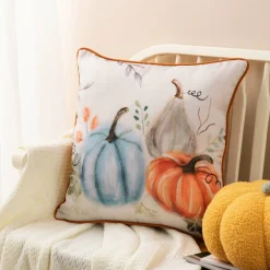 Glitzhome® Faux Burlap Pumpkin Pillow Cover