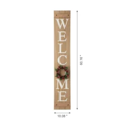 Glitzhome® 5ft. Brown Welcome Wood Porch Sign with 4 Changeable Wreaths