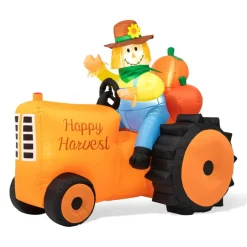 Glitzhome® 7ft. Fall Lighted Inflatable Tractor Décor