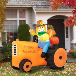 Glitzhome® 7ft. Fall Lighted Inflatable Tractor Décor