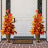 Glitzhome® 3ft. Fall Lighted Maple Leaves Tree in Urn with Timer