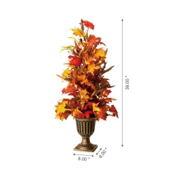 Glitzhome® 3ft. Fall Lighted Maple Leaves Tree in Urn with Timer