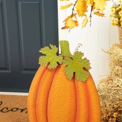 Glitzhome® 3ft. Fall Metal Embossed Glitter Pumpkin Yard Stake