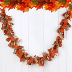 Glitzhome® 6ft. Fall Plaid Fabric Garland