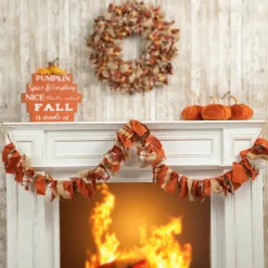 Glitzhome® 6ft. Fall Plaid Fabric Garland