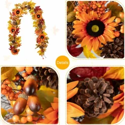 Glitzhome® 6ft. Fall Sunflower, Maple Leaf & Berry Garland