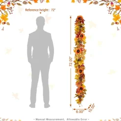 Glitzhome® 6ft. Fall Sunflower, Maple Leaf & Berry Garland