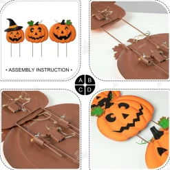 Glitzhome® 3.3ft. Halloween Lighted Metal Stacked Jack-O-Lantern Yard Stake Set with Timer