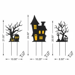Glitzhome® 2ft. Halloween Metal Silhouette Haunted House and Ghost Tree Yard Stake Set