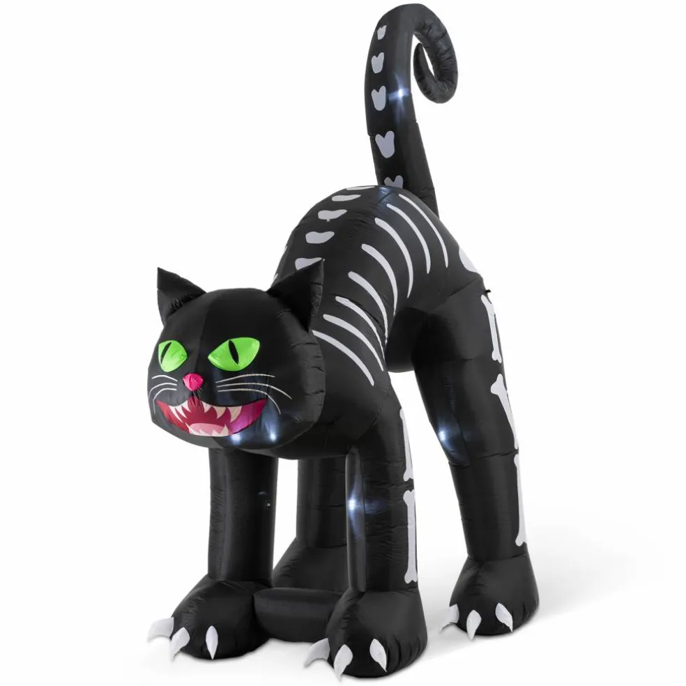 Glitzhome® 11FT Lighted Inflatable Giant Skeleton Cat Decor
