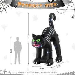Glitzhome® 11FT Lighted Inflatable Giant Skeleton Cat Decor