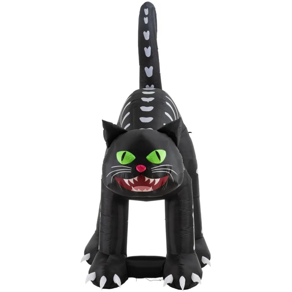 Glitzhome® 11FT Lighted Inflatable Giant Skeleton Cat Decor