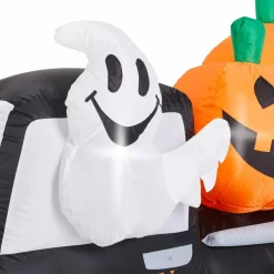 Glitzhome® 8ft. Lighted Inflatable Truck With Jack-O-Lantern Pumpkins Décor