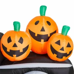 Glitzhome® 8ft. Lighted Inflatable Truck With Jack-O-Lantern Pumpkins Décor