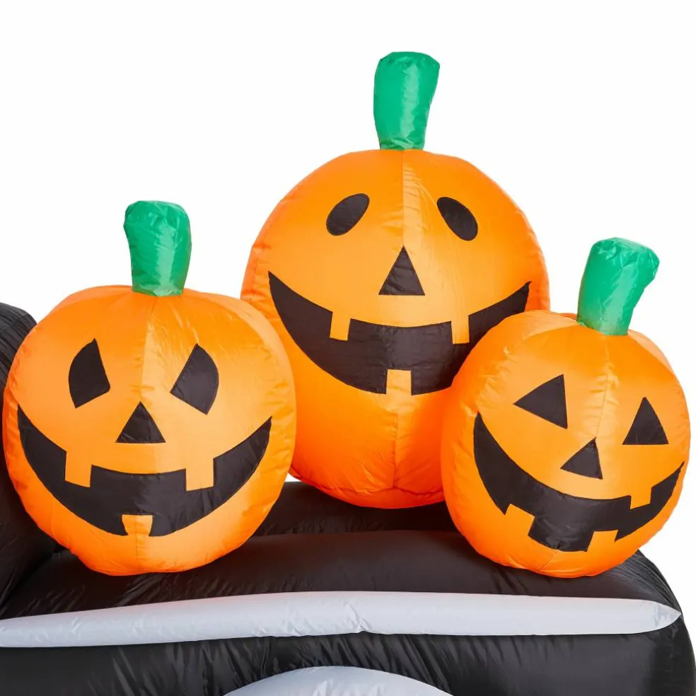 Glitzhome® 8ft. Lighted Inflatable Truck With Jack-O-Lantern Pumpkins Décor