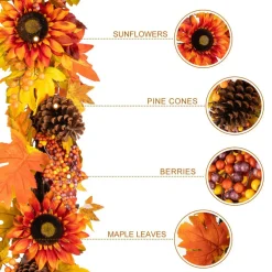 Glitzhome® 12ft Oversized Fall Sunflower Garland