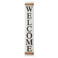 Glitzhome® 5ft. White Welcome Wood Porch Sign with 4 Changeable Wreaths