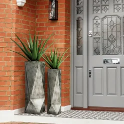 Glitzhome® Geometric Antique Silver Metal Floor Vases Set