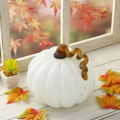 Glitzhome® Glass Pumpkin, Golden & White