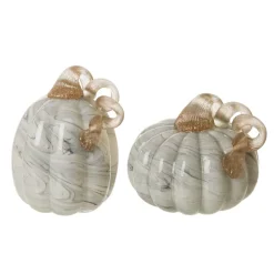 Glitzhome® Gray Marble Glass Pumpkin Set