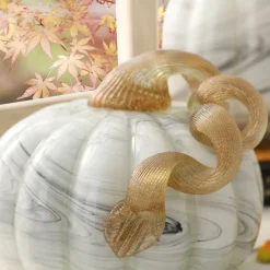 Glitzhome® Gray Marble Glass Pumpkin Set