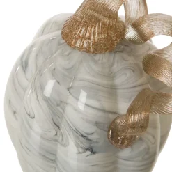 Glitzhome® Gray Marble Glass Pumpkin Set