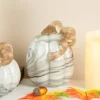 Glitzhome® Gray Marble Glass Pumpkin & Gourd Set