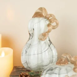 Glitzhome® Gray Marble Glass Pumpkin & Gourd Set