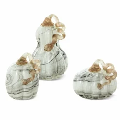 Glitzhome® Gray Marble Glass Pumpkin & Gourd Set