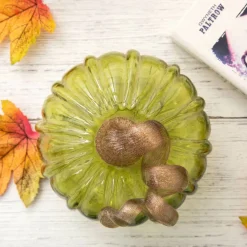 Glitzhome® Green & Amber Crackle Glass Short Pumpkin Set