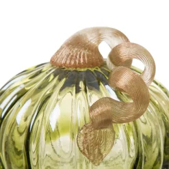 Glitzhome® Green & Amber Crackle Glass Short Pumpkin Set