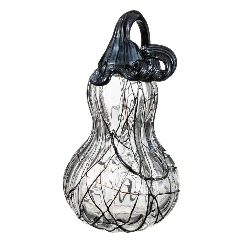 Glitzhome® 9" Halloween Abstract Black and White Glass Gourd