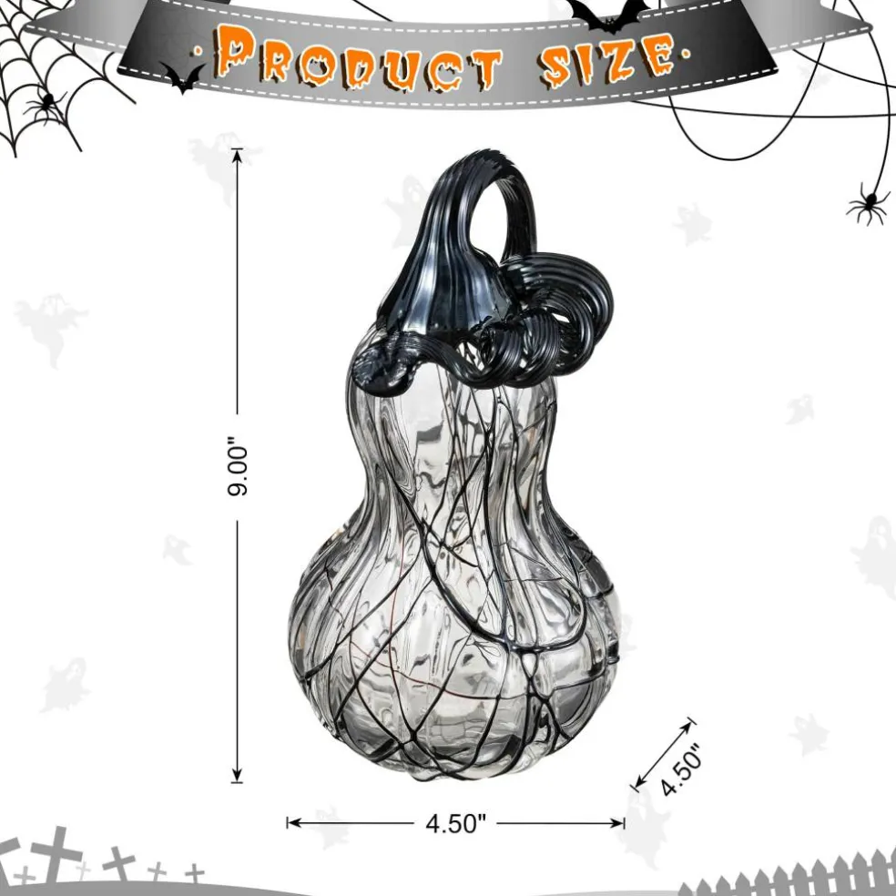Glitzhome® 9" Halloween Abstract Black and White Glass Gourd