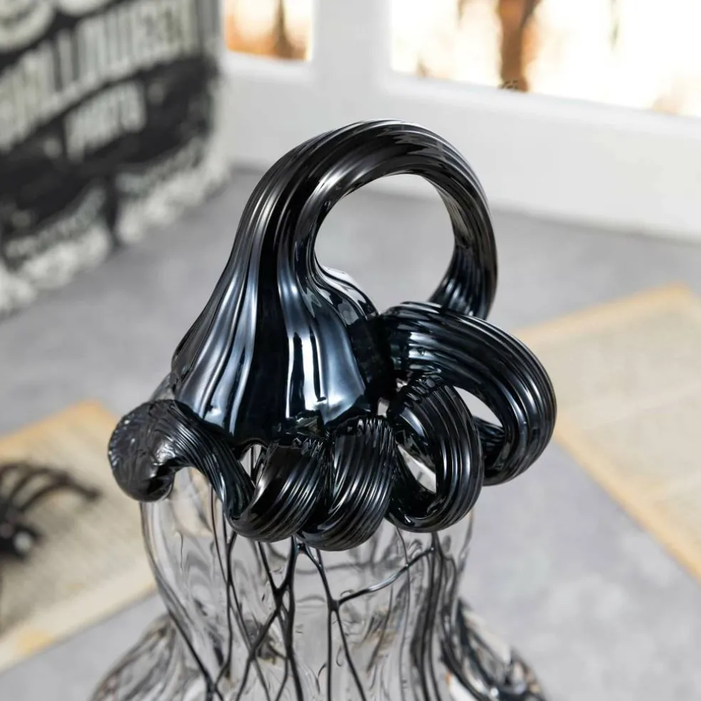 Glitzhome® 9" Halloween Abstract Black and White Glass Gourd