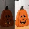 Glitzhome® 17.5" Halloween Chunky Wood Jack-O'-Lantern Porch Decor