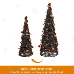 Glitzhome® Halloween Eucalyptus with Bats Pumpkin Cone Tree, Set of 2