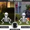 Glitzhome® 35.75" Halloween Lighted Metal Ground Breaking Skeleton Yard Stake with Timer