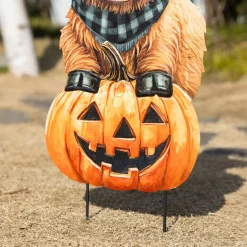 Glitzhome® 30" Halloween Metal Painted Highland Cow Yard Stake