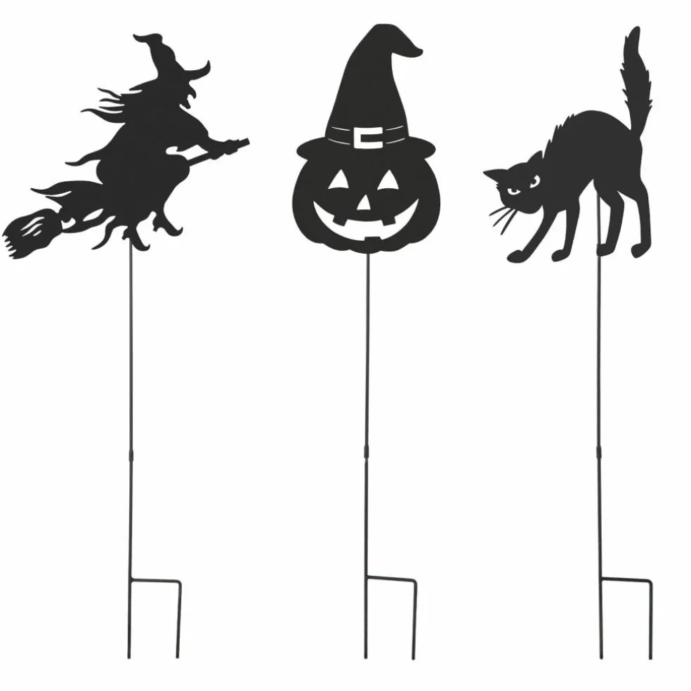Glitzhome® 36" Halloween Metal Silhouette Yard Stake Or Hanging Décor Set